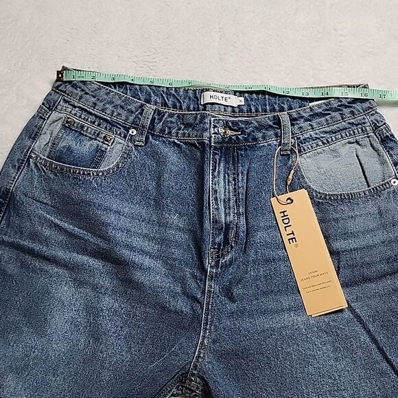 NWT HDLTE Women Wide Leg Jeans High Waist Baggy Jeans Loose Boyfriend Jean XL - Picture 7 of 8